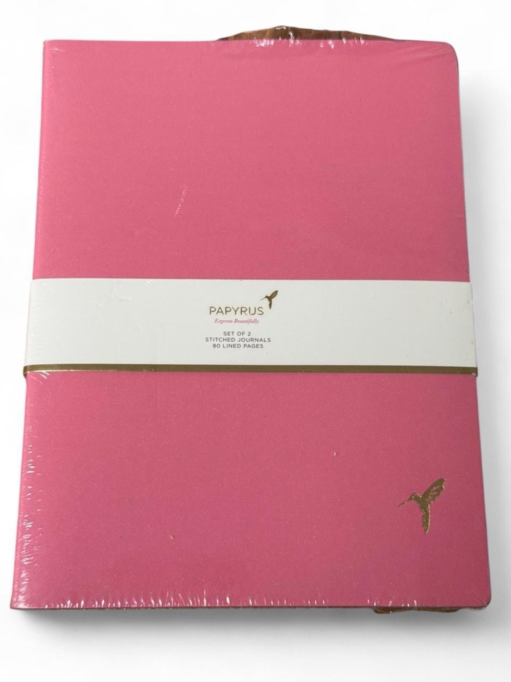 Papyrus Pink Stitched Journal Set - Gold Hummingbird Detail